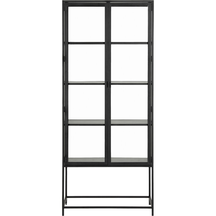 Vitrine Quinto Schwarz/Transparent Metall/Glas 77 cm 185.6 cm 35 cm - Vitrine