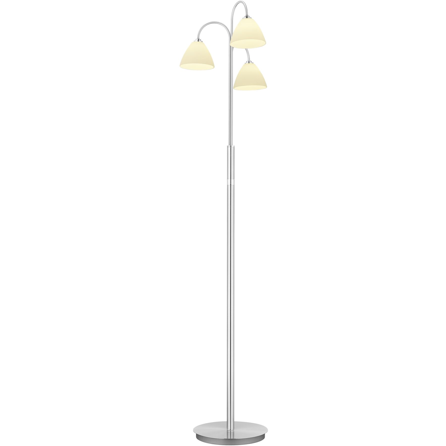 Stehlampe Emmeline Nickel matt mit Chrom Metall 1500 lm H 150 cm - LED - Lichtfarbe: Extra warmweiss - LED Energiesparlampen