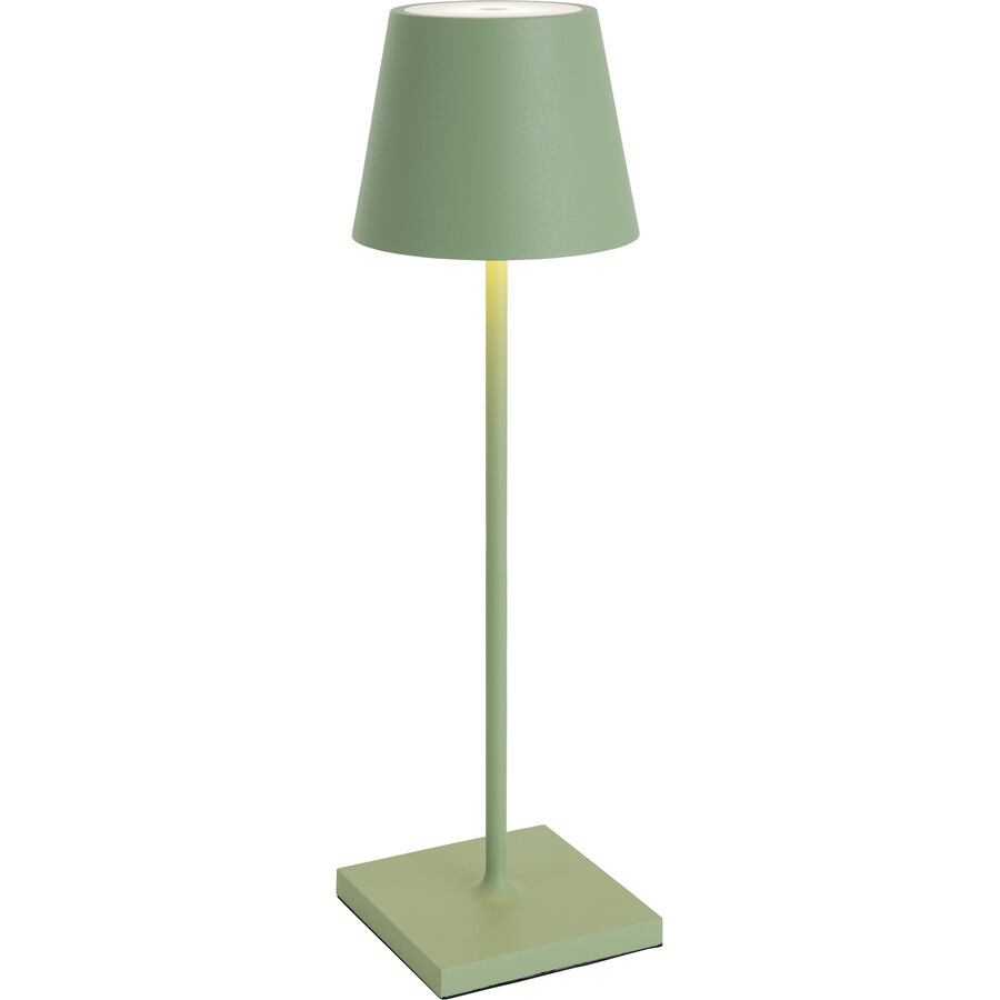 Tischlampe Aline Grün Aluminium 11 cm 38 cm – Farbe: Hellolivgrün – LED – Lichtfarbe: Extra warmweiss – Tischlampe- LED Energiesparlampe