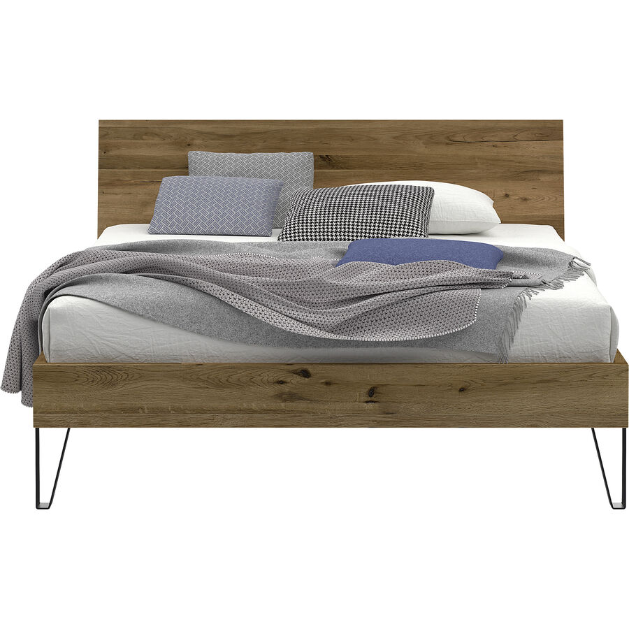 Bett Holz Werk Braun Holz 140 x 200 cm - Farbe: eiche - Material: Sumpfeiche - Bett