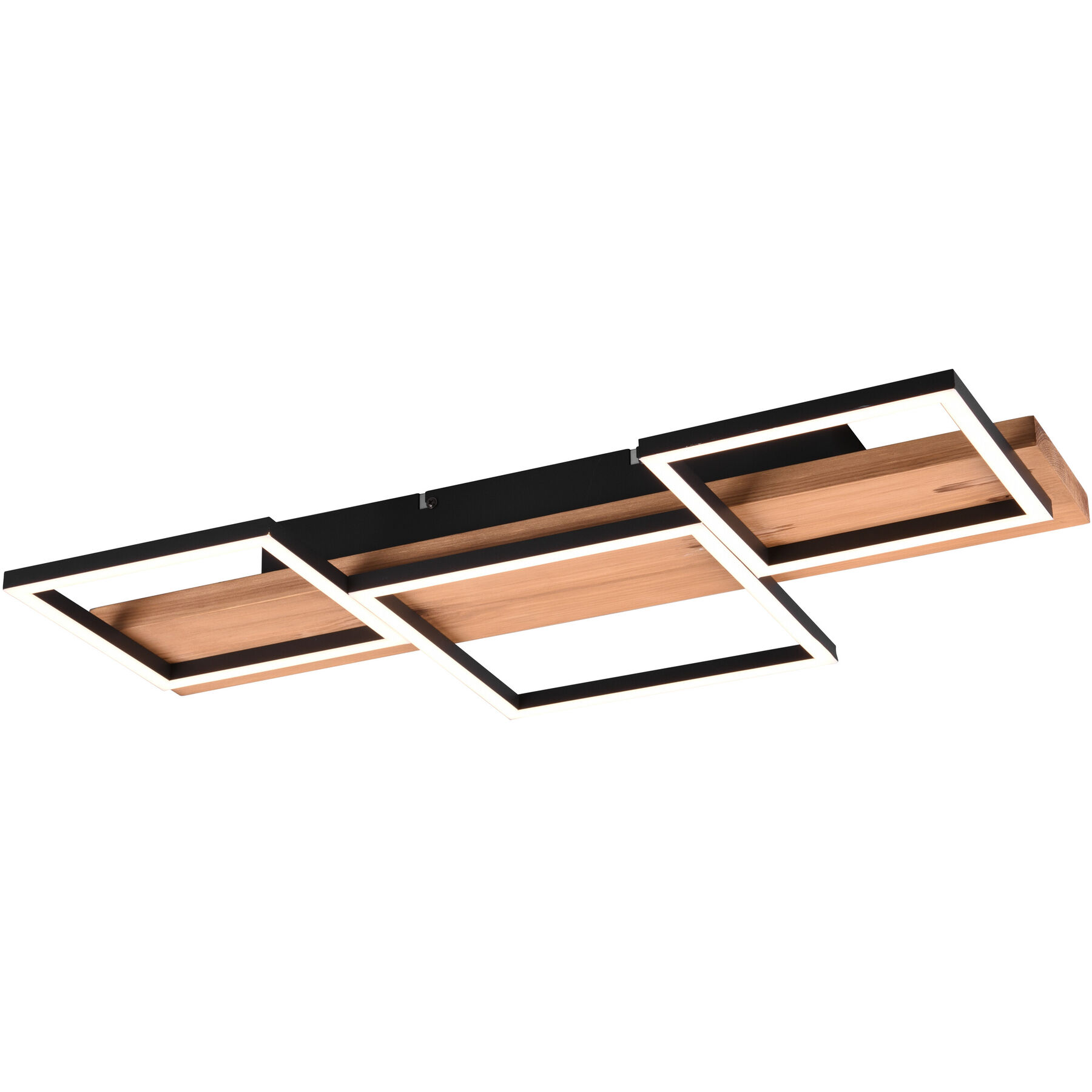 Deckenlampe Hakora schwarz matt Metall 4000 lm Dimmbar B 65 cm - LED - Lichtfarbe: Warmweiss- LED Energiesparlampe
