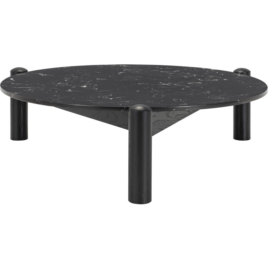 Salontisch Lima Schwarz Naturstein/Holz 96 cm – Material: Schiefer, Esche – Salontisch