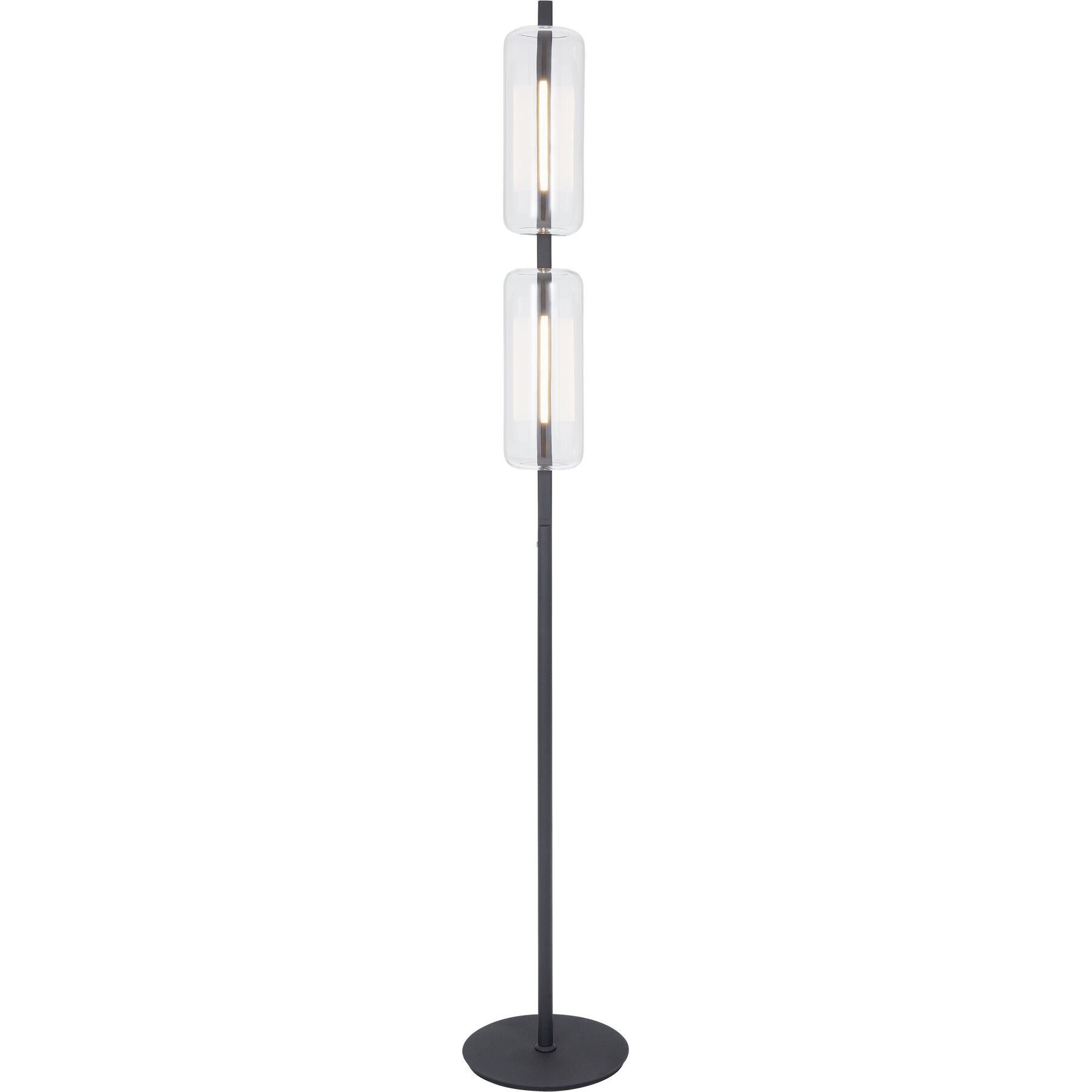 Stehlampe Lima Schwarz Metall/Glas 2200 lm Dimmbar H 160 cm - LED - Lichtfarbe: Extra warmweiss - LED Energiesparlampen