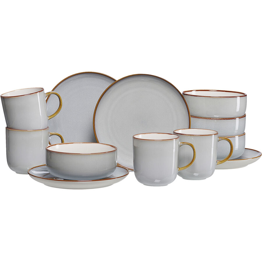 Geschirr-Set Portofino Braun/Grau Porzellan