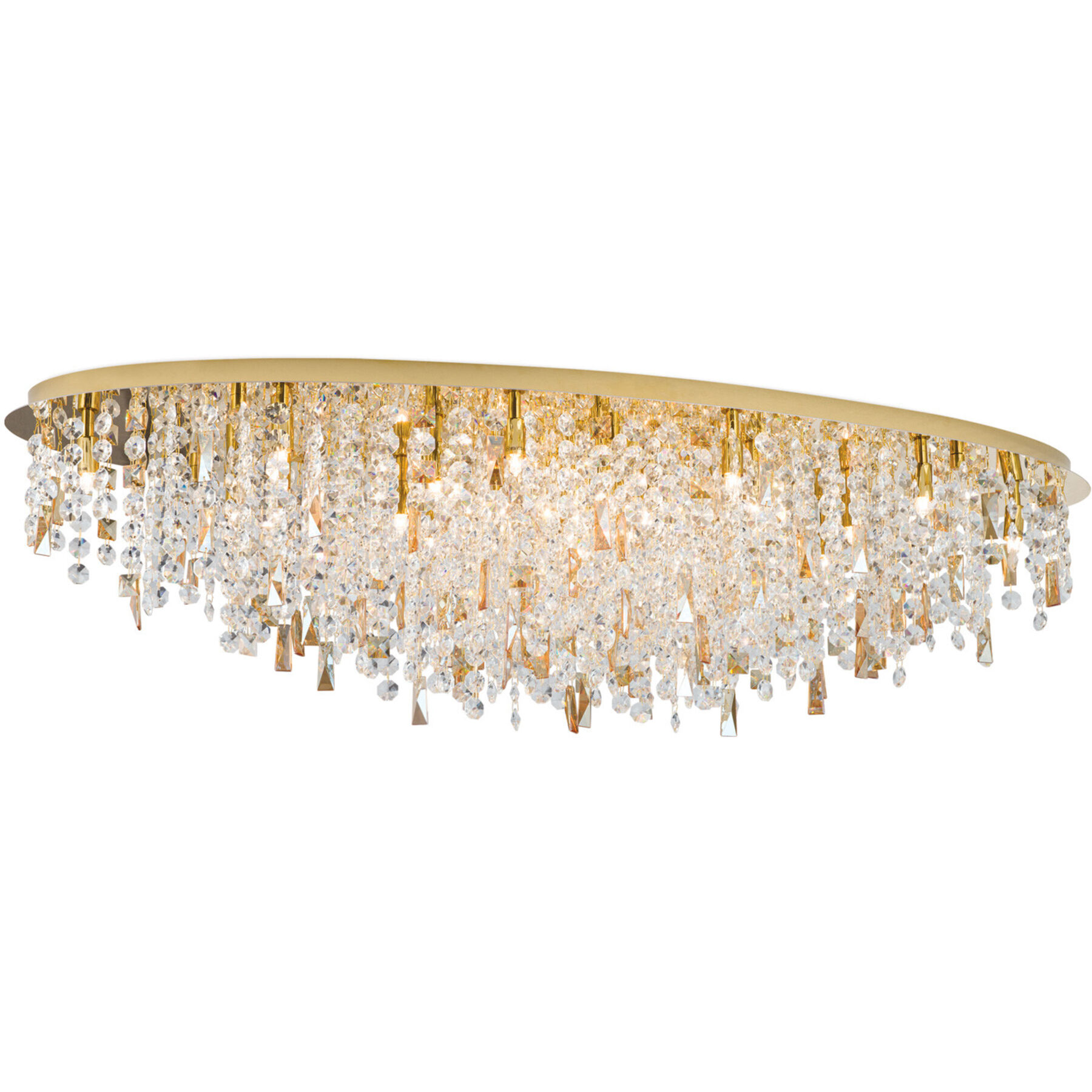 Briamond Deckenlampe Crystalriver gold/transparent Stahl/Kristall B 120 cm