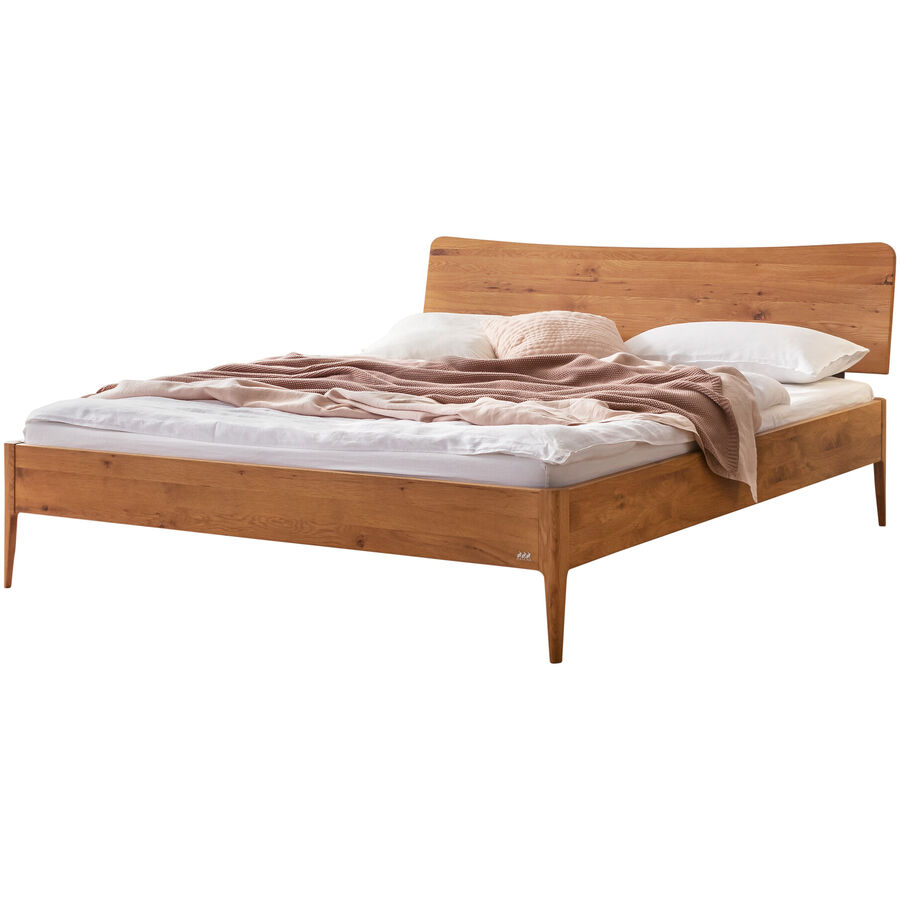 Hasena Bett Lounge Braun Holz 160 x 200 cm - Farbe: Eiche - Material: Wildeiche - Bett