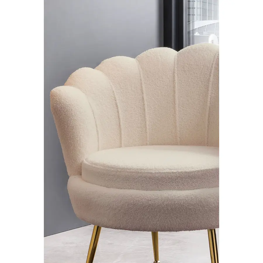 Stilvoller Sessel Viktor Stoff, Metall Beige, Gold B 76 cm T 76 cm H 78 cm