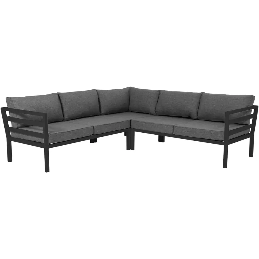 Gartenlounge Fladena schwarz Metall 7 B 226 T 82 cm
