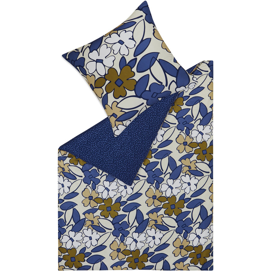 Bettwäschegarnitur Tulio Blau/Beige Baumwolle 160 cm