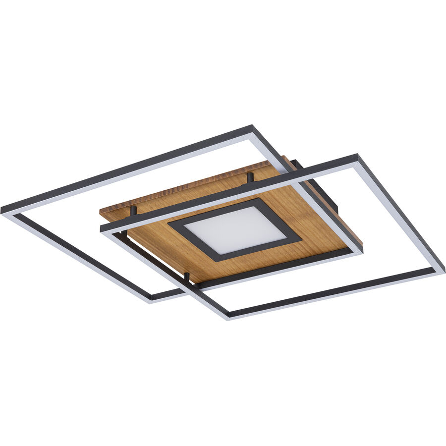 Deckenlampe Konda Natur/schwarz Holz/Metall 4200 lm Dimmbar: Code B 50 cm - LED - Lichtfarbe: Warmweiss - Kaltes Tagesweiss- LED Energiesparlampe