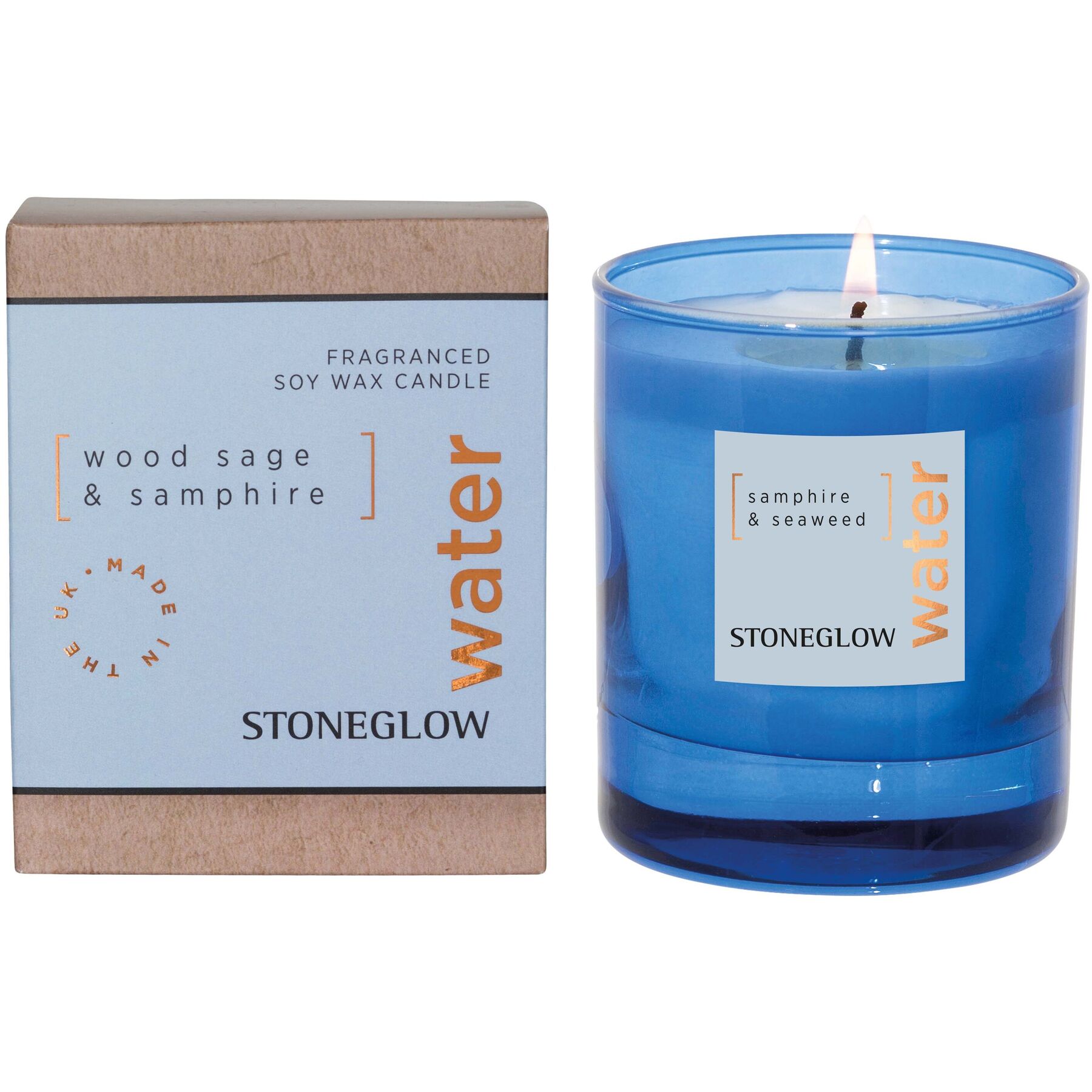 Stoneglow Duftkerze Elements blau Salbei H 7.5 cm D 8.5 cm - Material: Glas/Wachs