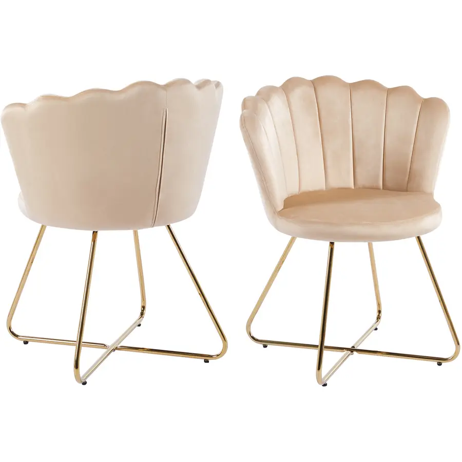 Edler Stuhl 2er-Set Clam Samt beige