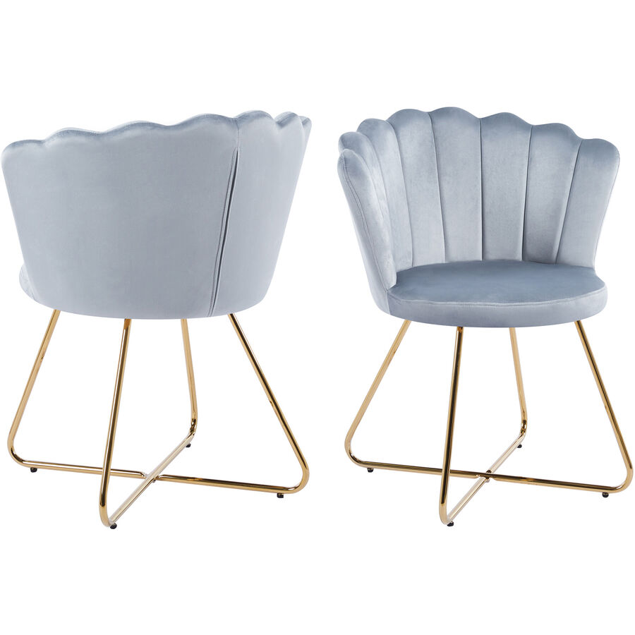 Stuhl 2er-Set Clam Grau Samt 69.5 cm - Farbe: hellgrau - Stuhl 2er-Set