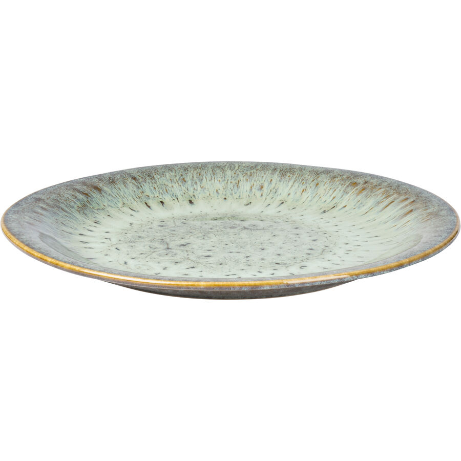 Teller flach Flussufer Beige/Grün Keramik 26.5 cm