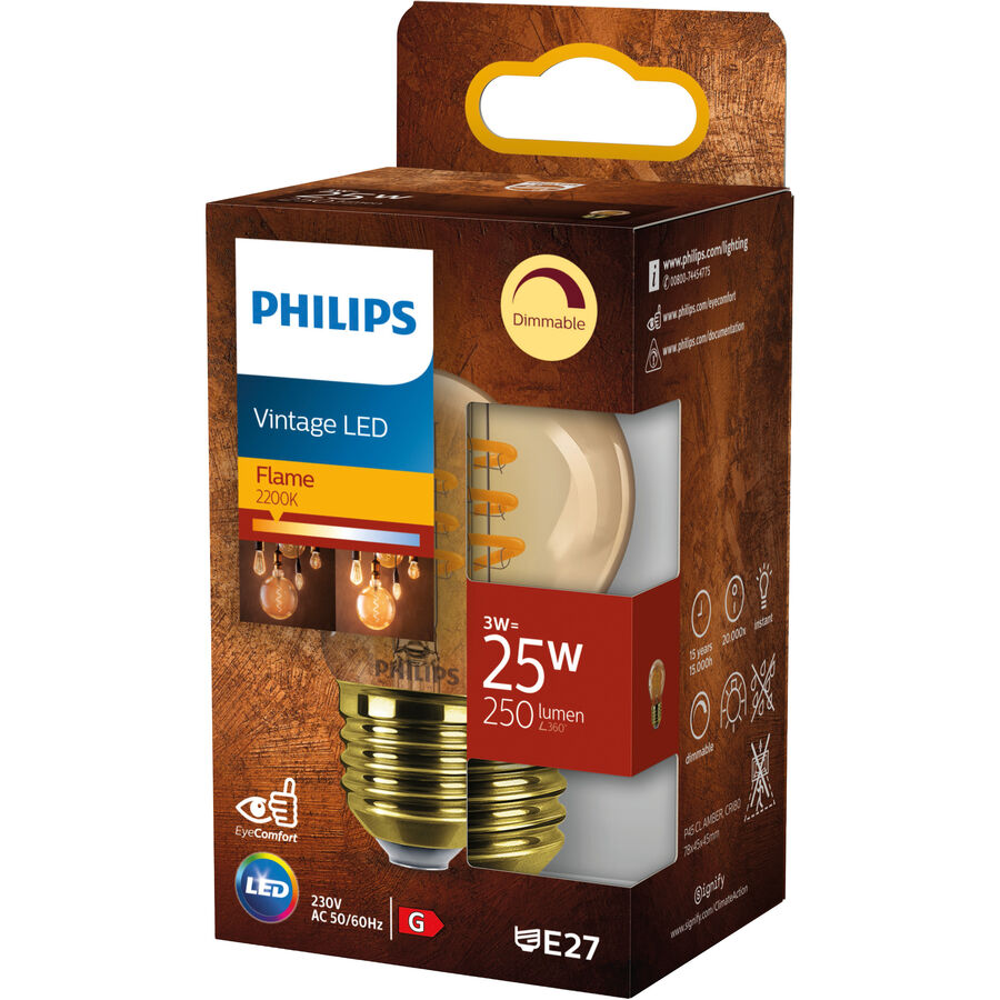 Philips Philips LEDclassic Lampe Gold ersetzt 25W, E27, warmweiß (2200 Kelvin), Dekolampe, dimmbar