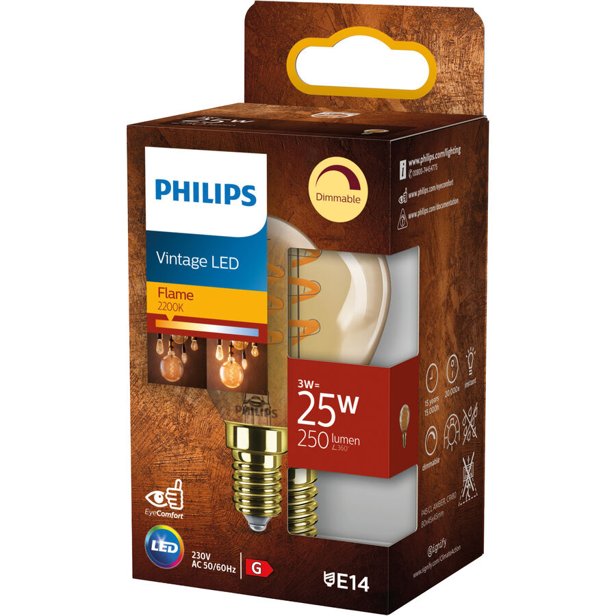 Philips Philips LEDclassic Lampe Gold ersetzt 25W, E14, warmweiß (2200 Kelvin), Dekolampe, dimmbar