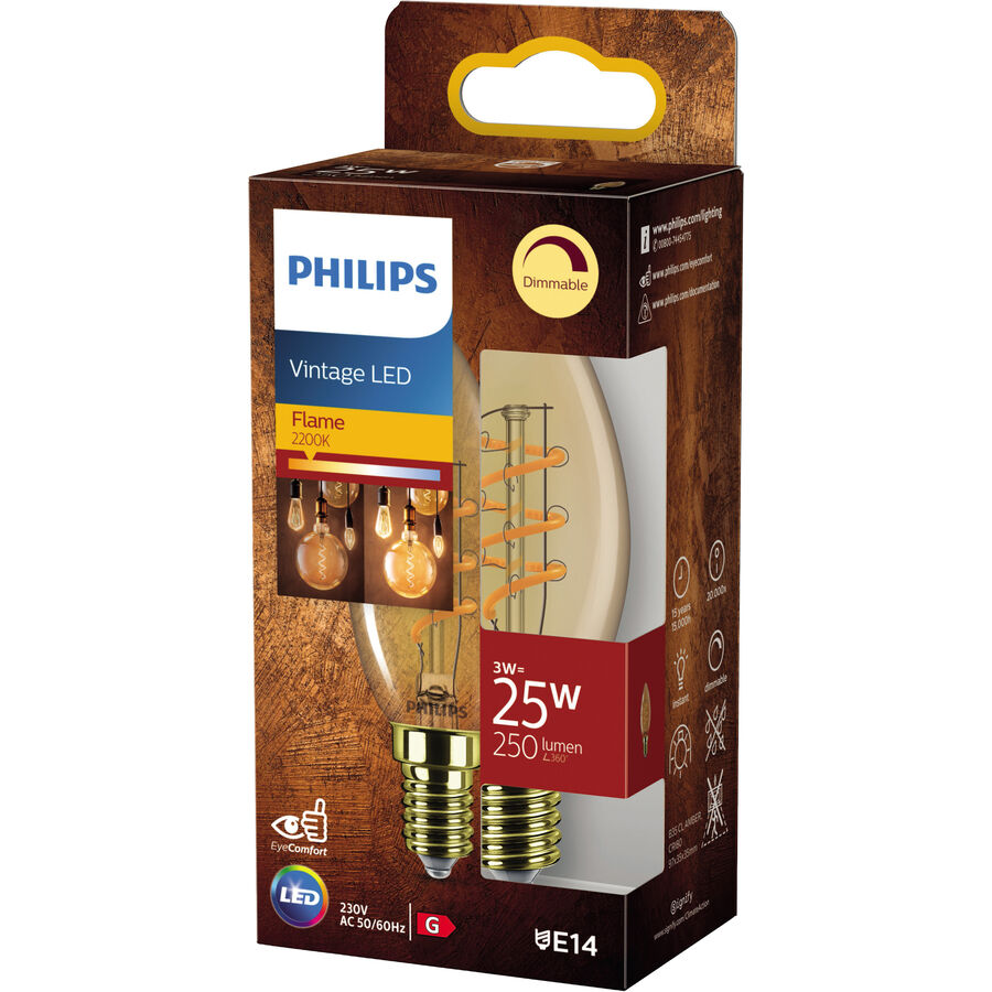 Philips Philips LEDclassic Lampe Gold ersetzt 25W, E14, warmweiß (2200 Kelvin), Dekolampe, dimmbar