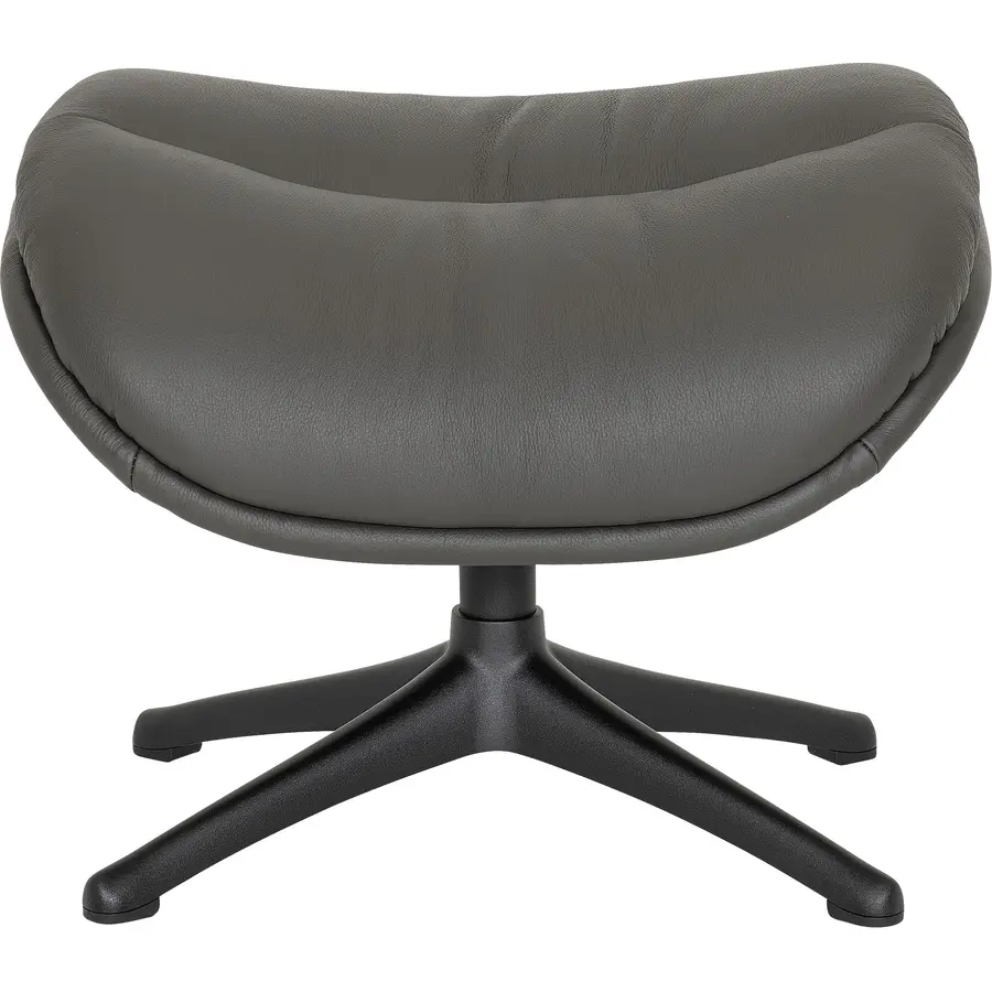Hocker Samir Grau, Schwarz Leder, Metall B 44 H 39 cm