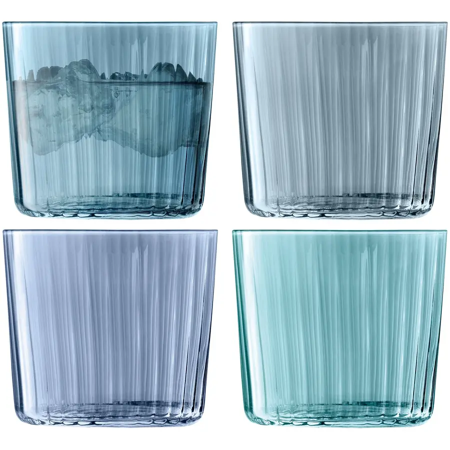 Trinkgläser-Set Gems blau Glas H 8 cm 0.31 l 4 Stk
