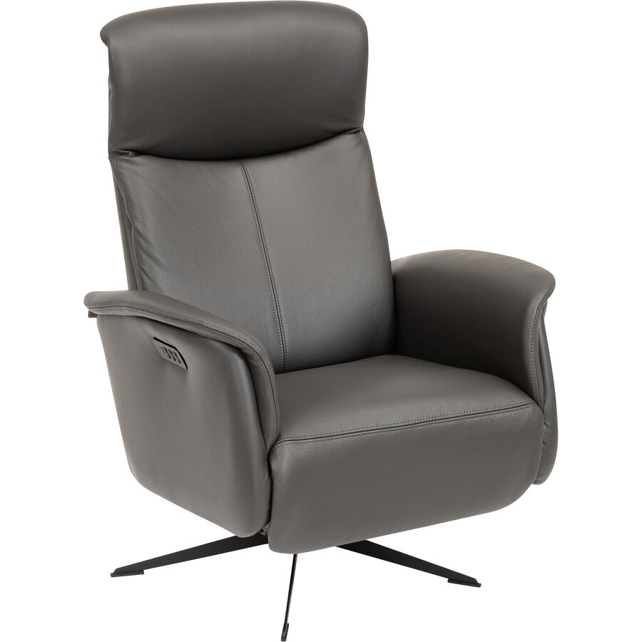 Relaxsessel Noel Grau Leder 78 cm 88 cm