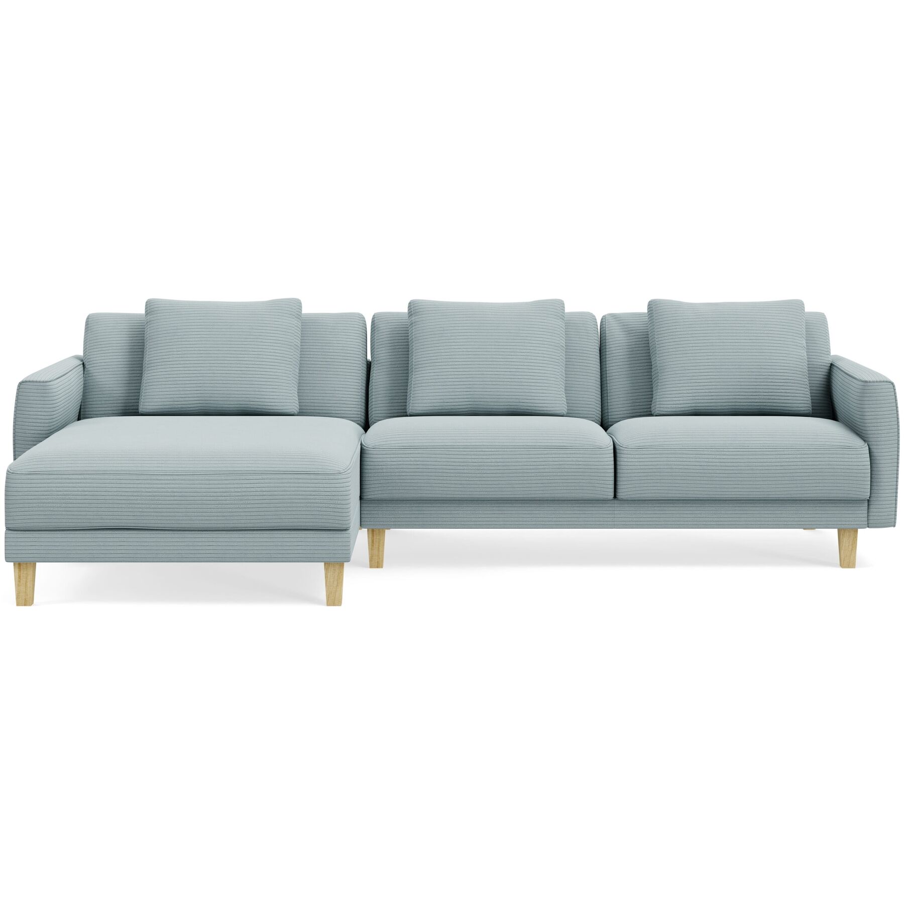 Ecksofa Avena Stoff/Holzfuss Eiche Aqua B 278 T 163 cm - Möbel Konfigurator: Traummöbel individuell zusammenstellen