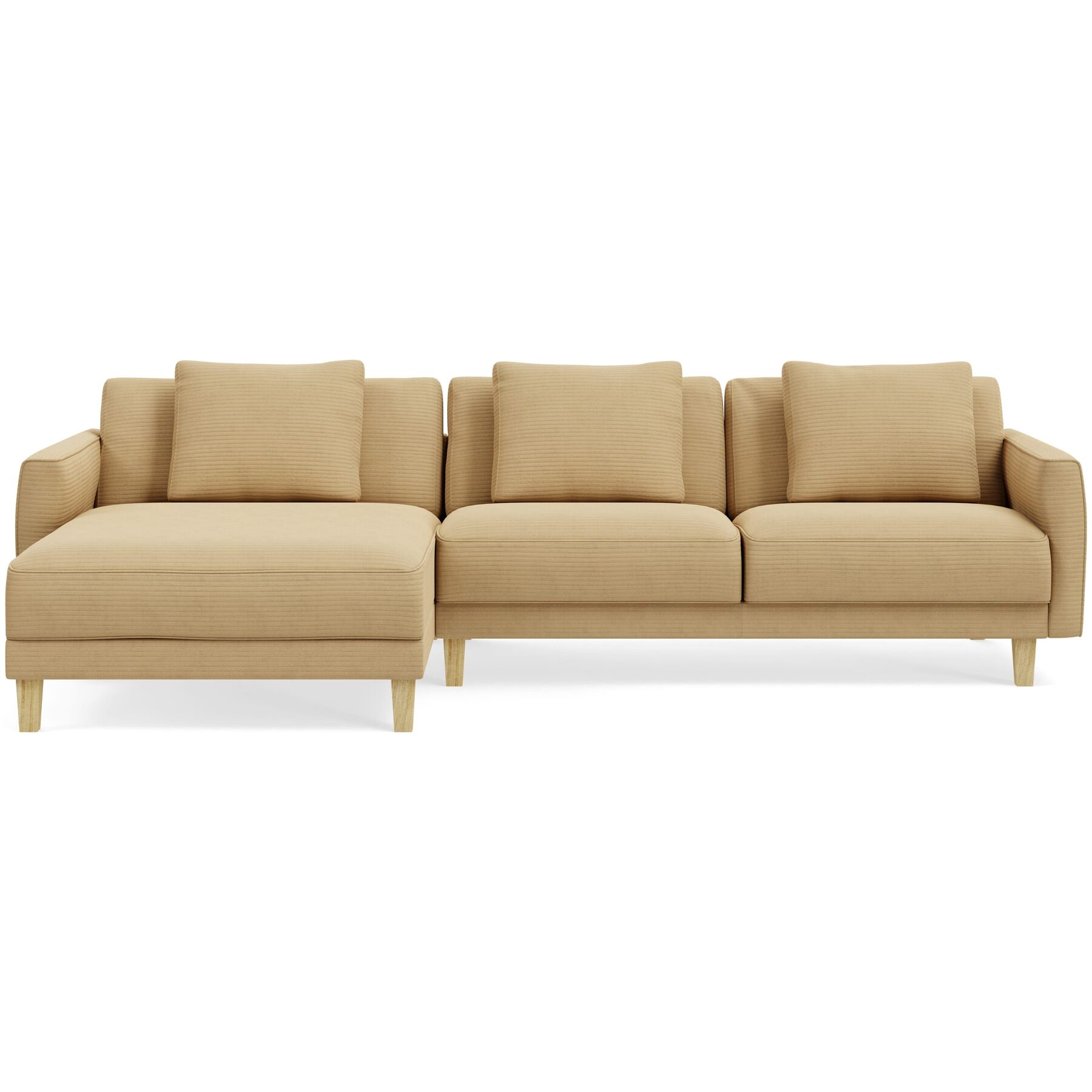 Ecksofa Avena Stoff/Holzfuss Eiche gelb B 278 T 163 cm - Möbel Konfigurator: Traummöbel individuell zusammenstellen