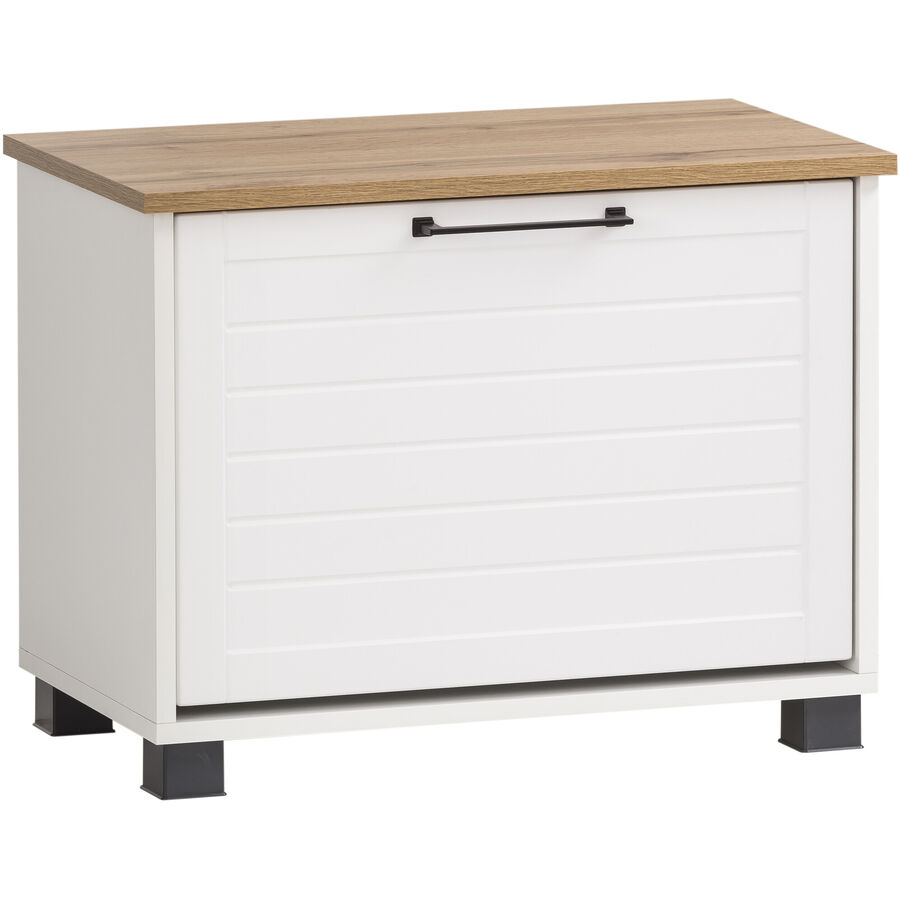 Panca per scarpe Wimmis Bianco Materiale a base di legno 62 cm 47.2 cm - Colore: casa di campagna in rovere/bianco - Panca per scarpe