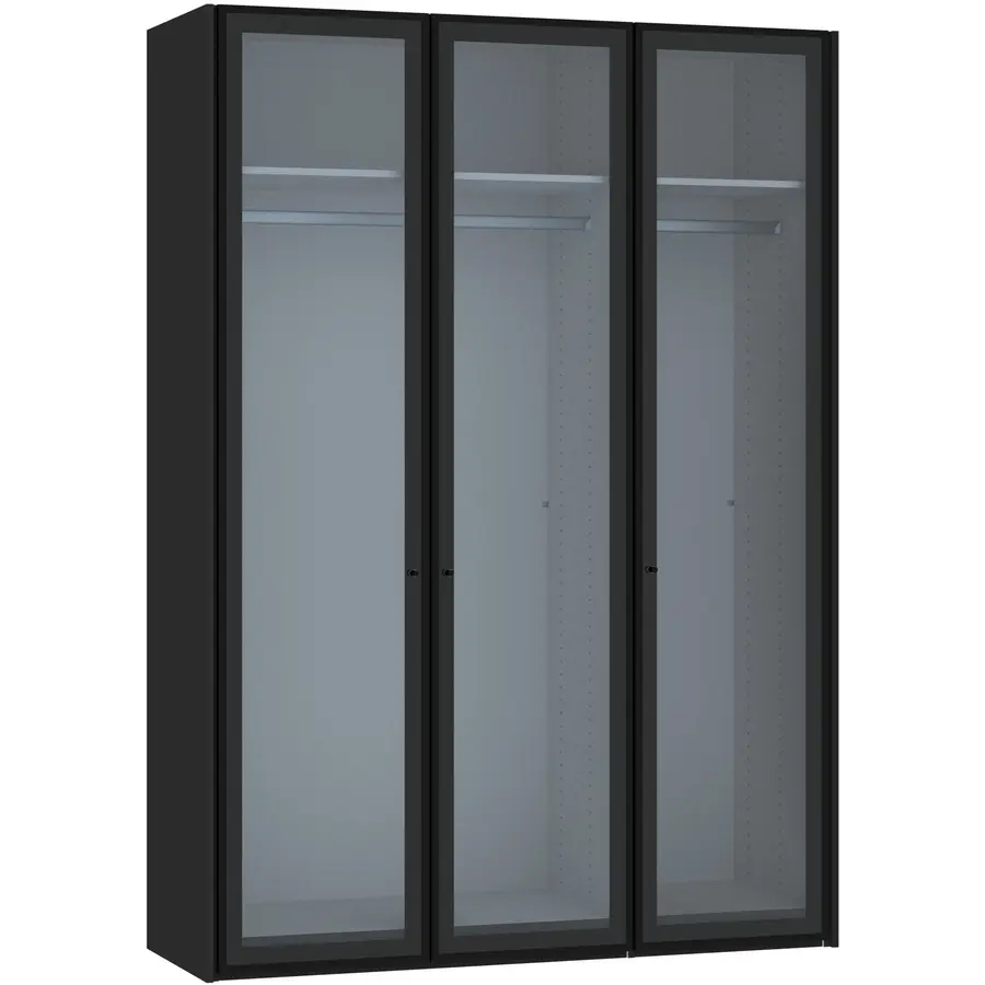 Kleiderschrank Arena Drehtüren schwarz/transparent Holzwerkstoff/Glas B 153 cm
