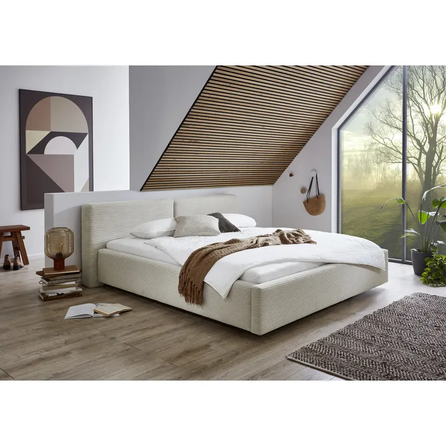 Gepolstertes Bett Lois Stoff beige 180 x 200 cm