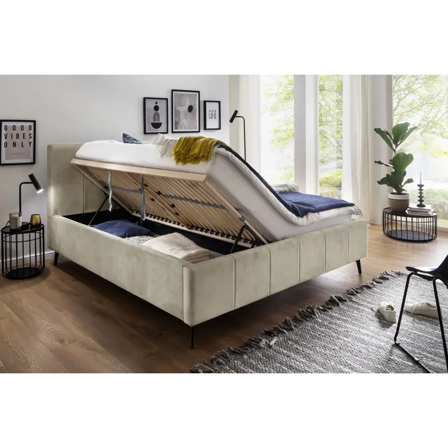 Gepolstertes Bett Luzza Stoff beige 180 x 200 cm