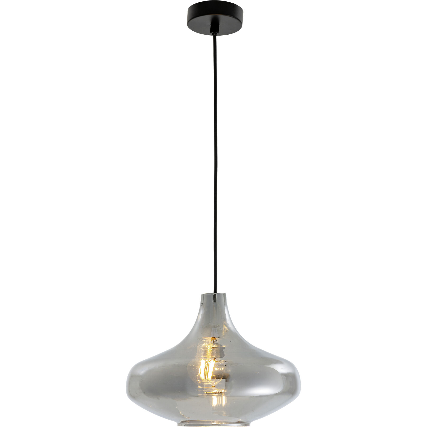 Pendellampe Laila Grau/Schwarz Metall/Glas B 28 cm