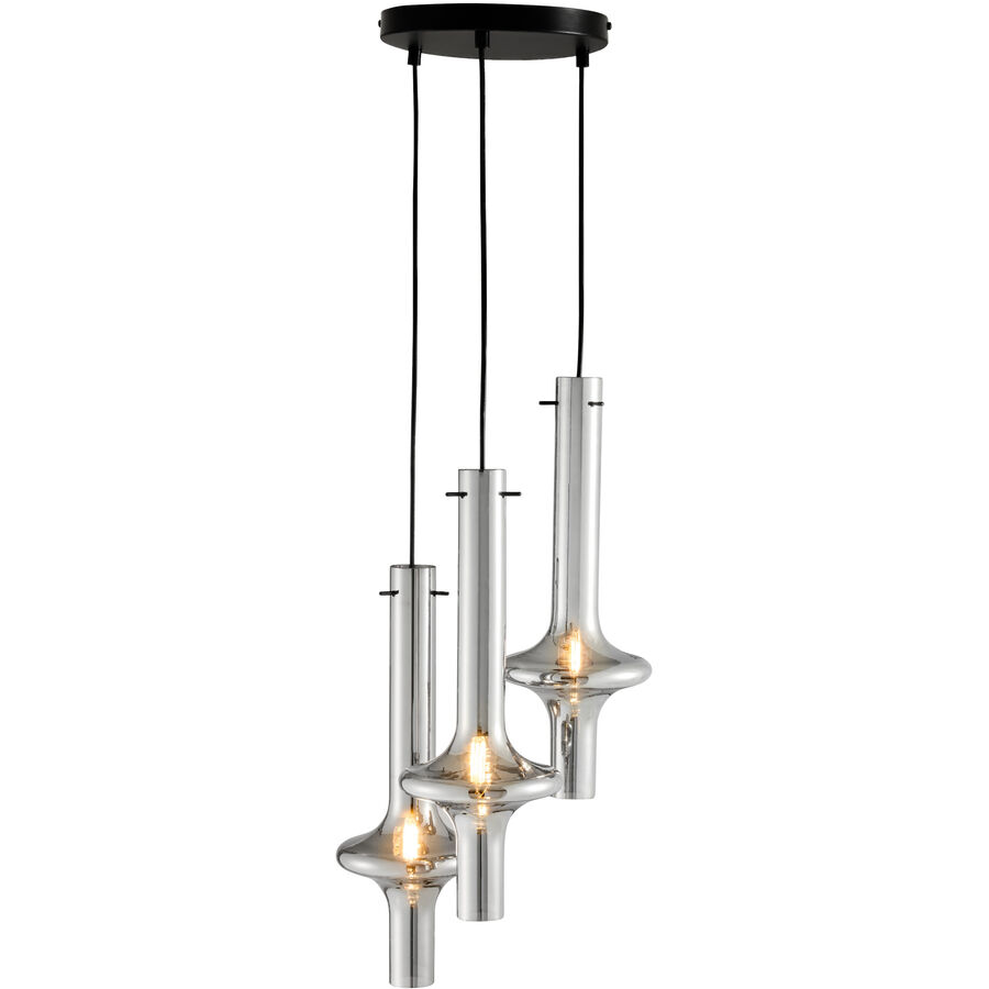 Pendellampe Aurelia Glas/Metall rauchgrau 3xE14 – Material: Metall/Glas – Pendellampe