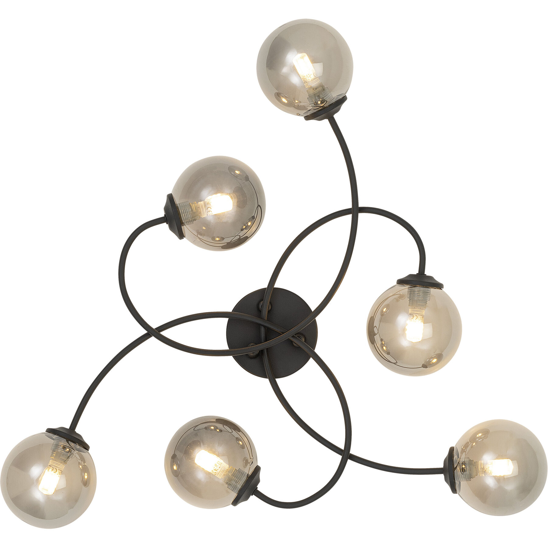 Deckenlampe Daria schwarz/grau Metall/Glas B 52 cm