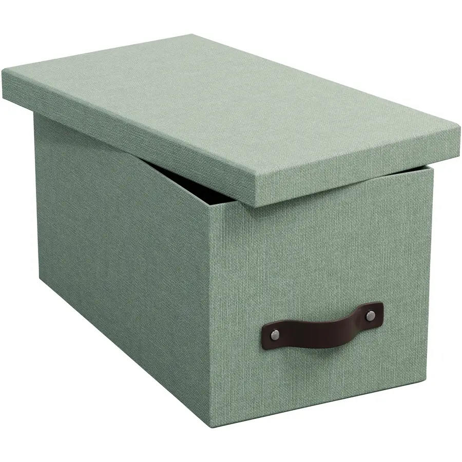 Aufbewahrungsbox Bigso Box soft teal Papier/Leder B 16.5 H 15 cm