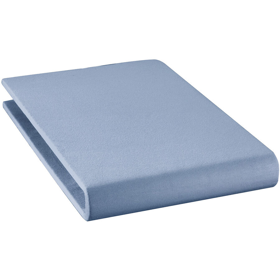 Fixleintuch Mara Blau Baumwolle 160 cm 200 cm – Farbe: ciel – Material: 94% Bio Baumwolle GOTS / 6% Elasthan – Fixleintuch