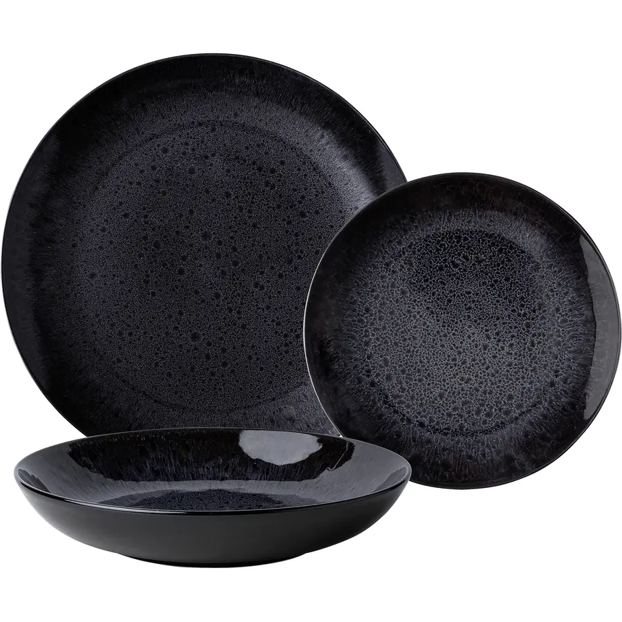 Teller-Set Space schwarz Keramik 12 Stk