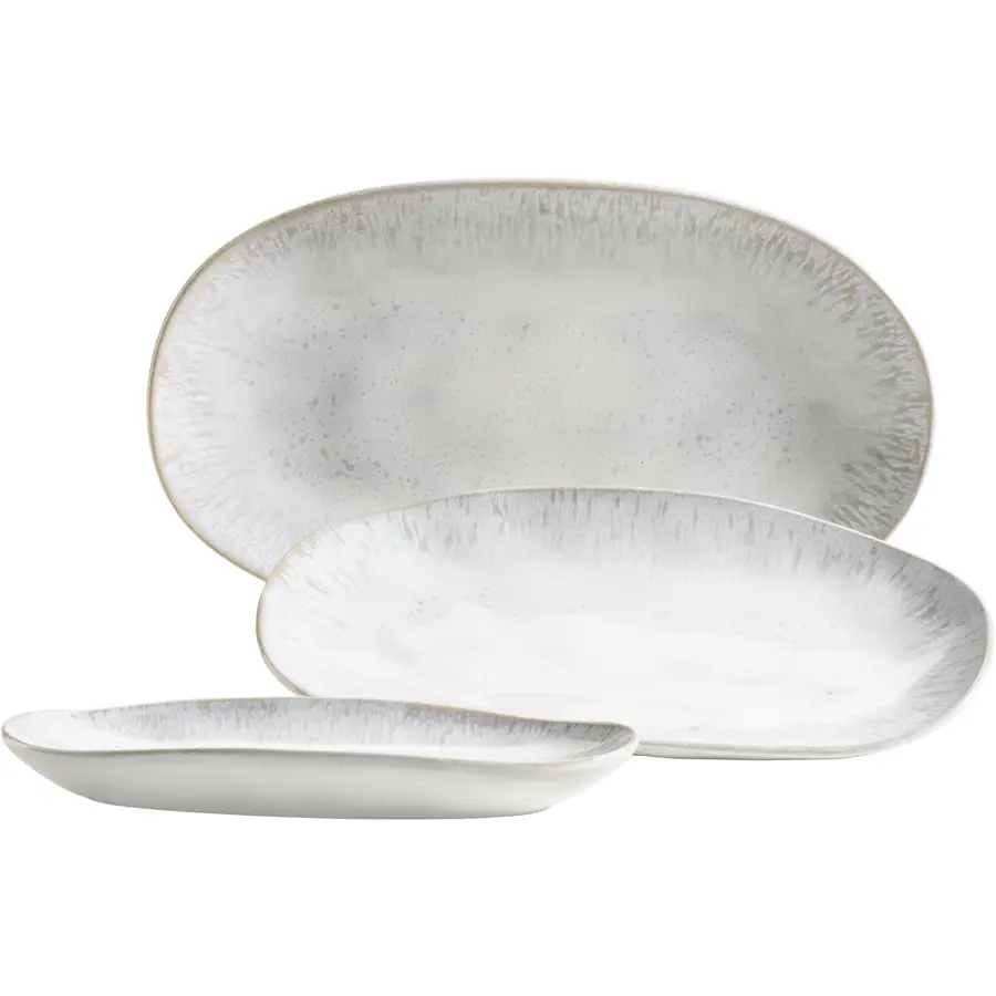 Servierplatten-Set Frozen Weiss Steinzeug 3 Stk