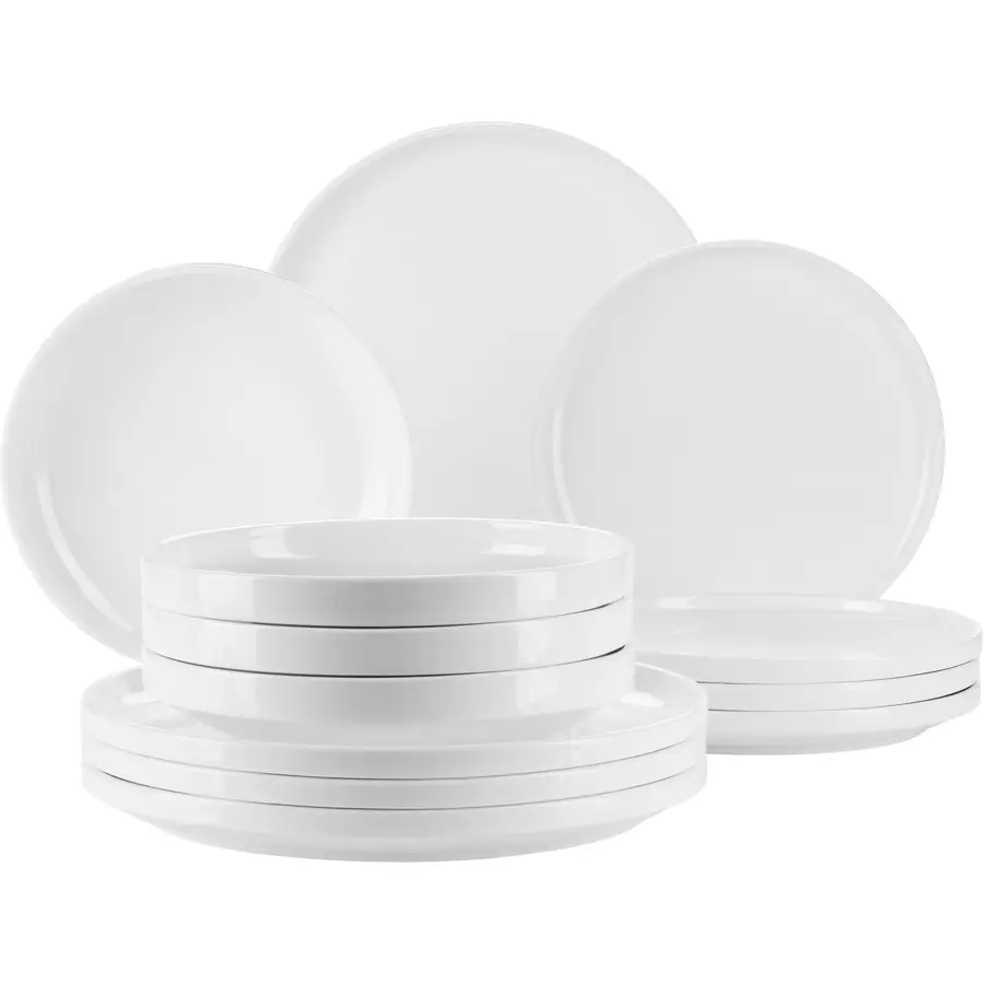 Teller-Set Vada Weiss Porzellan 12 Stk