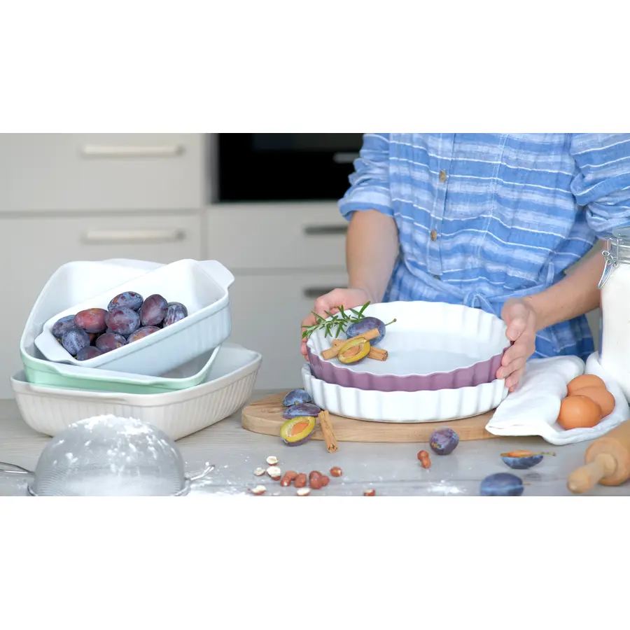 Tarteform Kitchen Time blau Keramik Rund B 27 cm