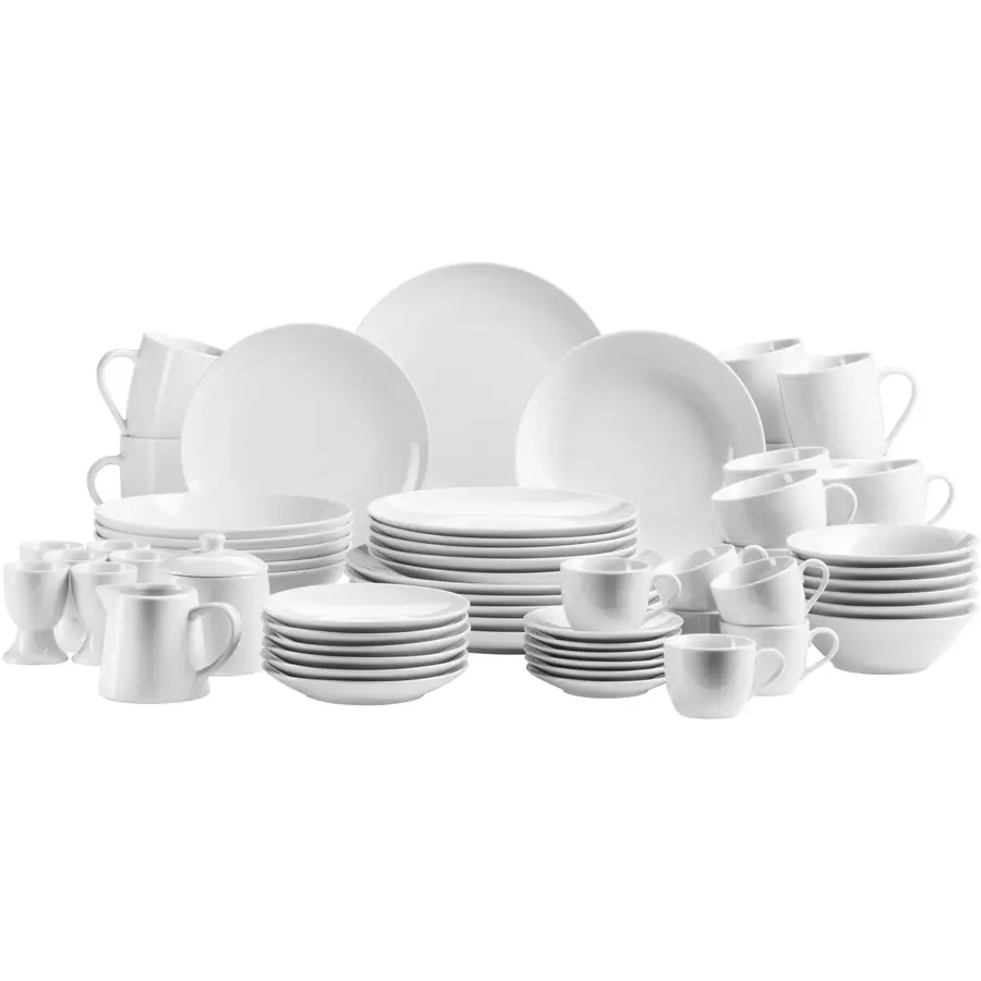 Geschirr-Set Alesia weiss Porzellan 62 Stk
