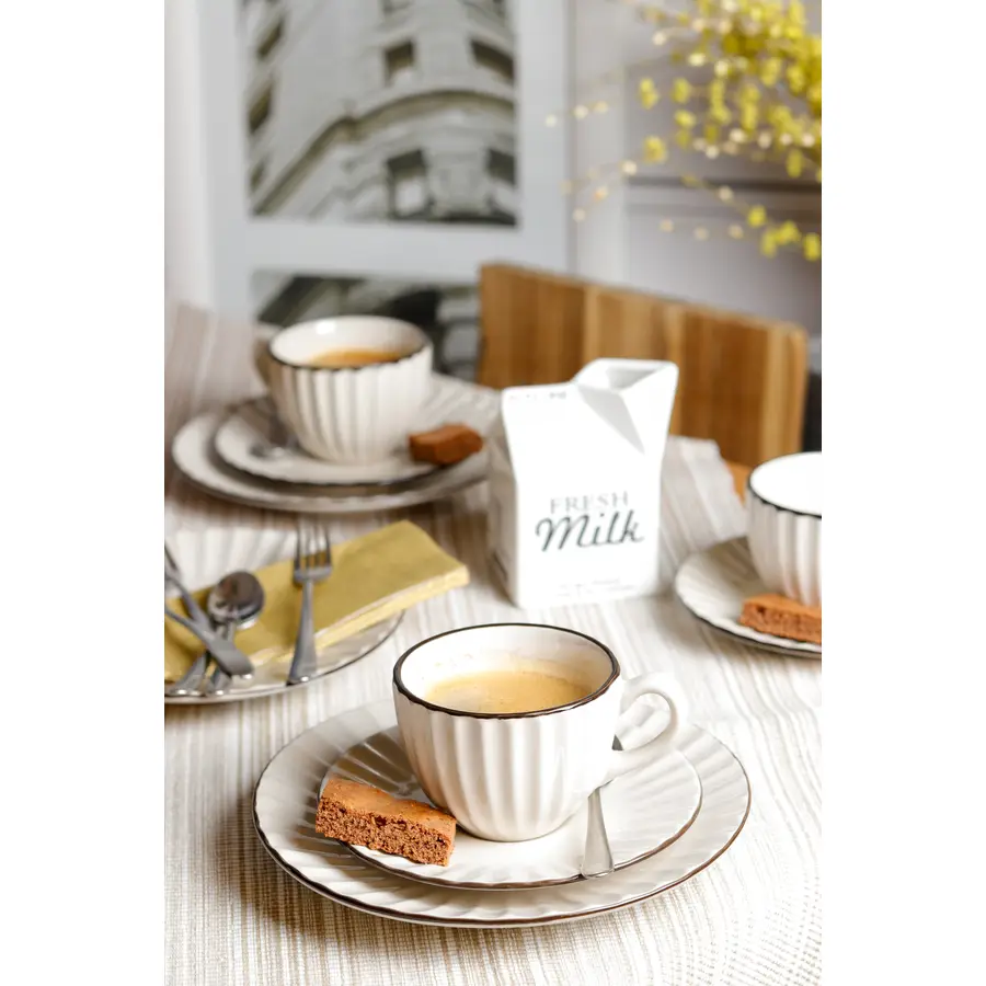 Geschirr-Set Osita Cremeweiss Steinzeug 18 Stk