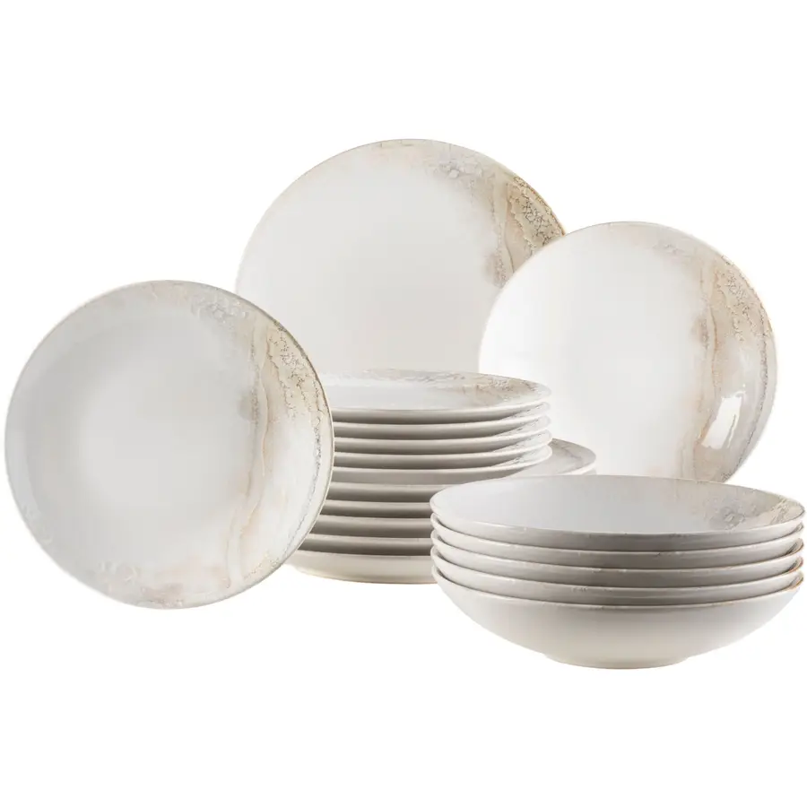 Teller-Set Ossia Beige Steinzeug 18 Stk