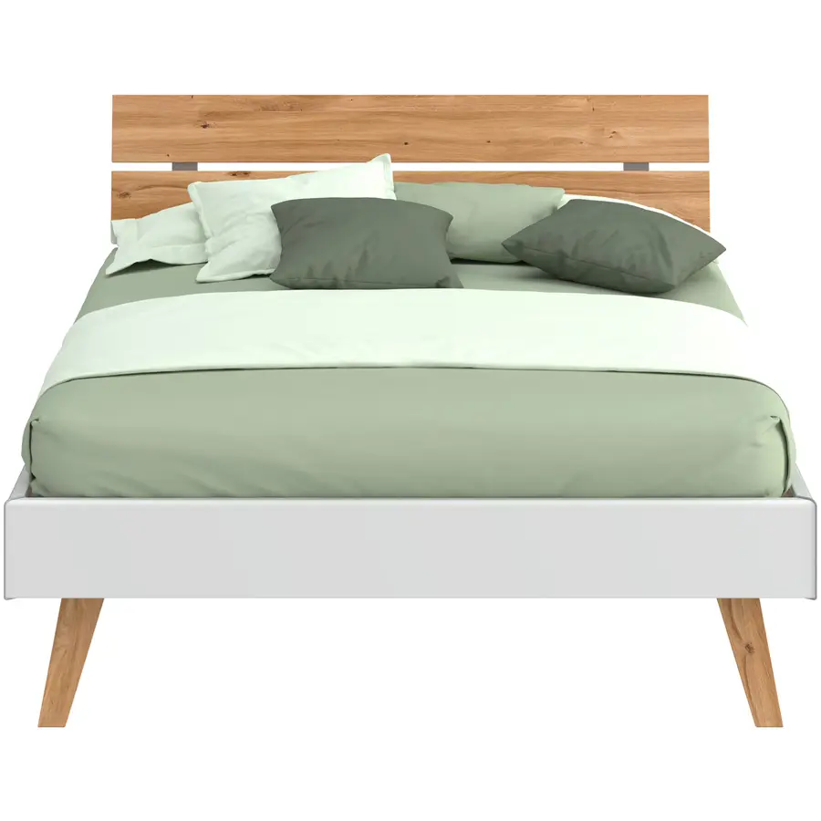 bett livorno mdf weiss b 120 t 200 h 93 cm massivholz: wildeiche