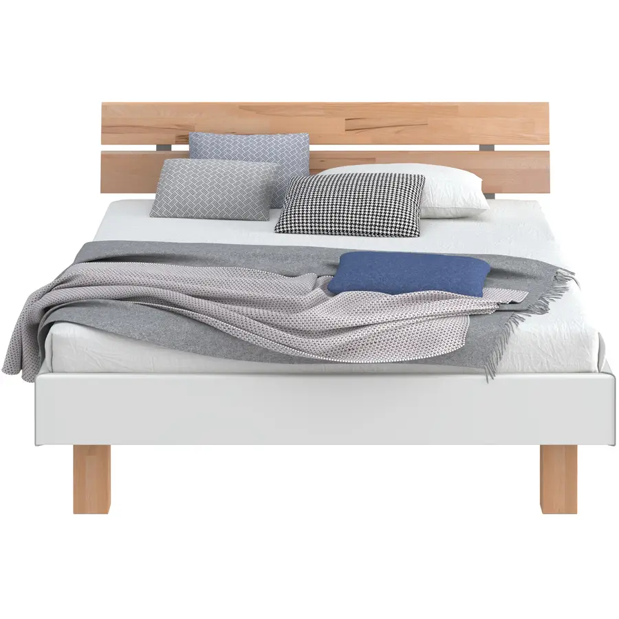 bett livorno mdf weiss b 140 t 200 h 81 cm massivholz: kernbuche