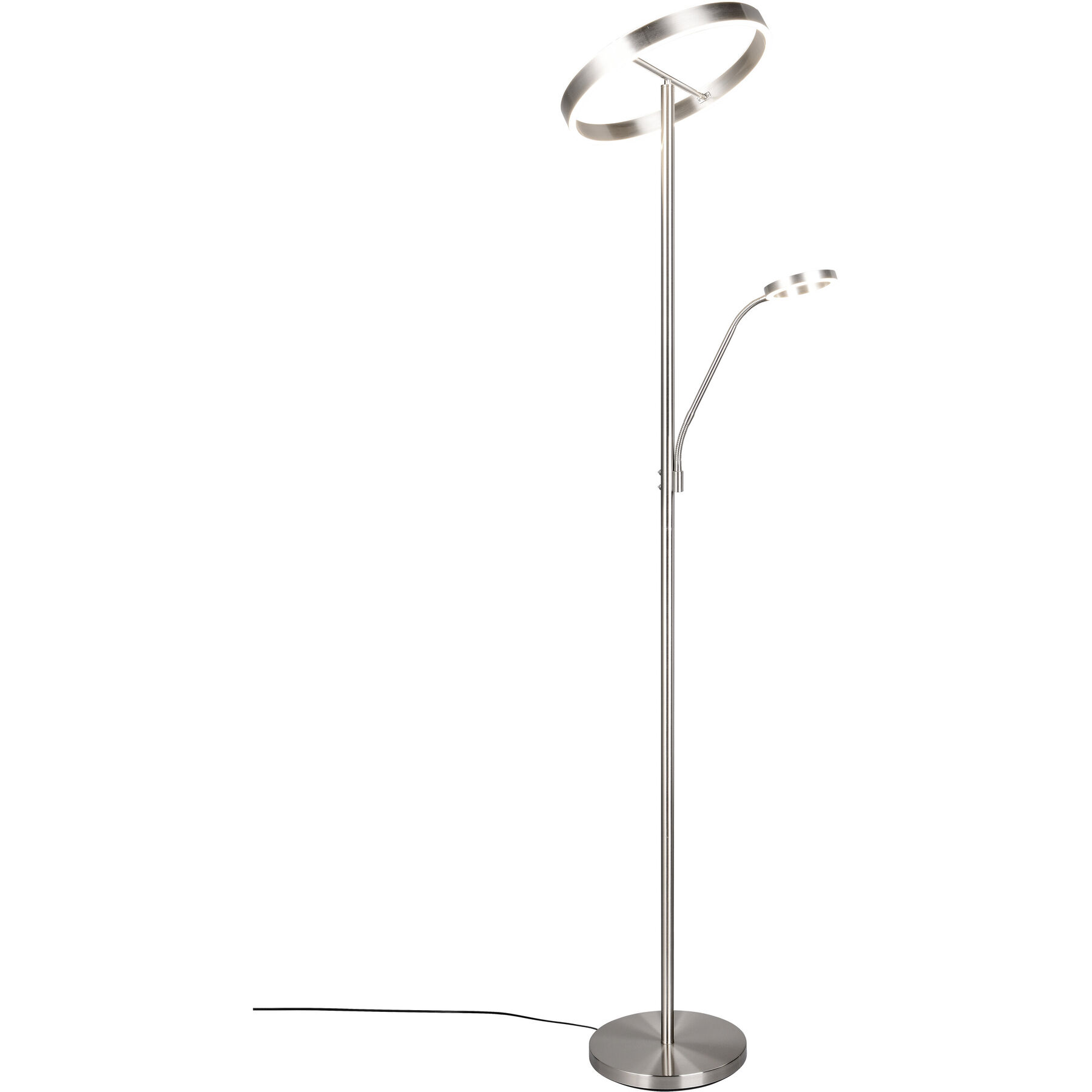 Stehlampe Darius Nickel matt Metall 3520 lm Dimmbar H 180 cm - LED - Lichtfarbe: Extra warmweiss - Helles Neutralweiss - LED Energiesparlampen