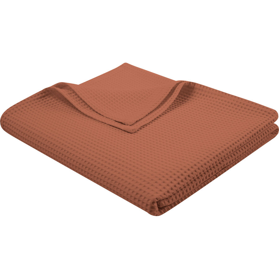 Wohndecke Lori Braun/Rot Baumwolle 210 cm 150 cm – Farbe: Terra – Wohndecke