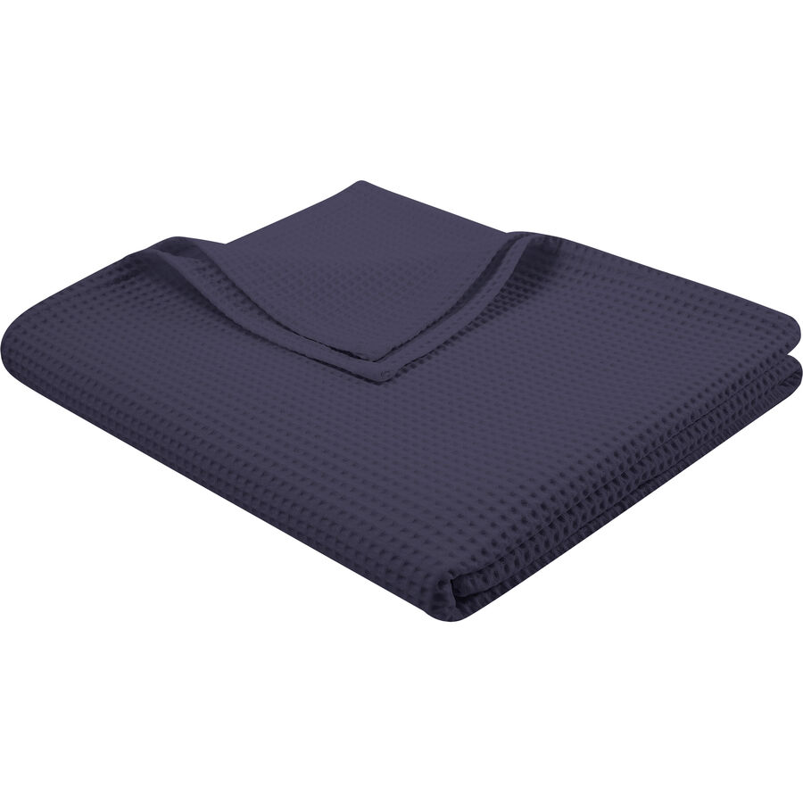 Wohndecke Lori Blau Baumwolle 210 cm 150 cm – Farbe: Dunkelblau – Wohndecke