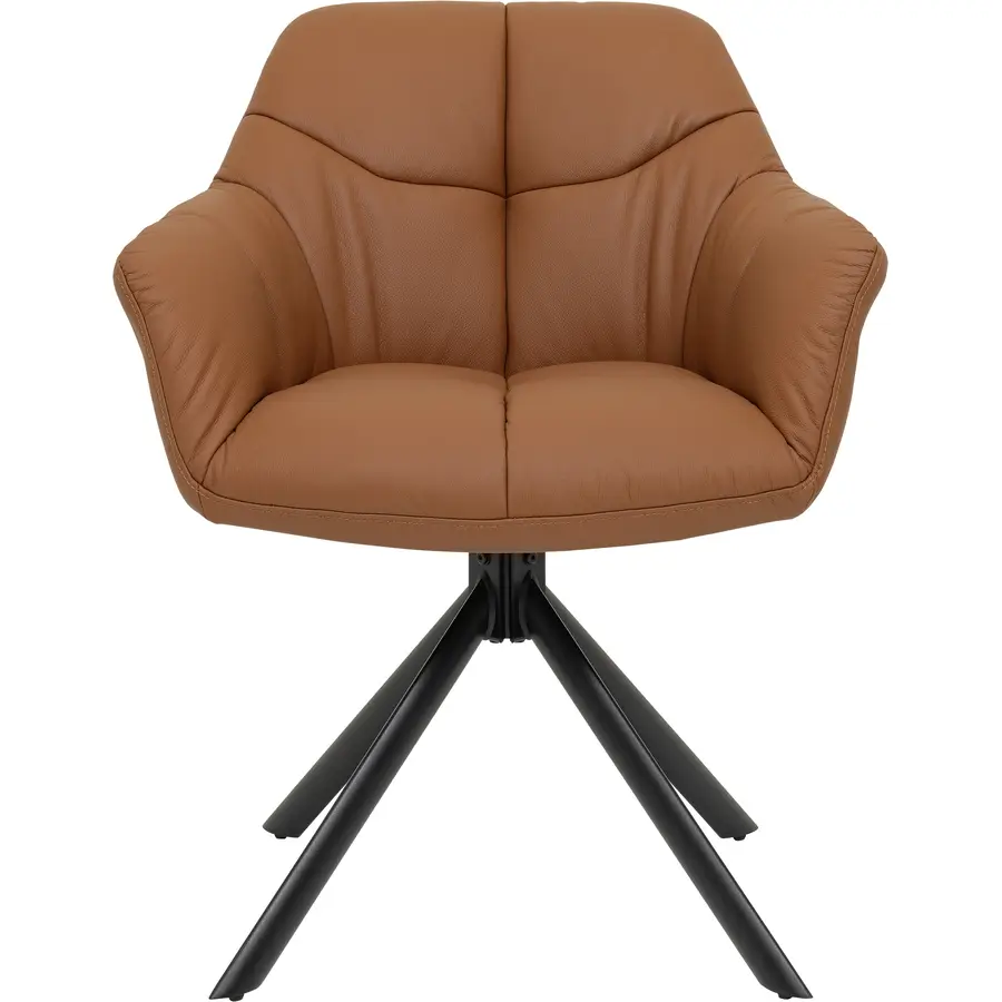 Eleganter Stuhl Camedo Leder braun drehbar
