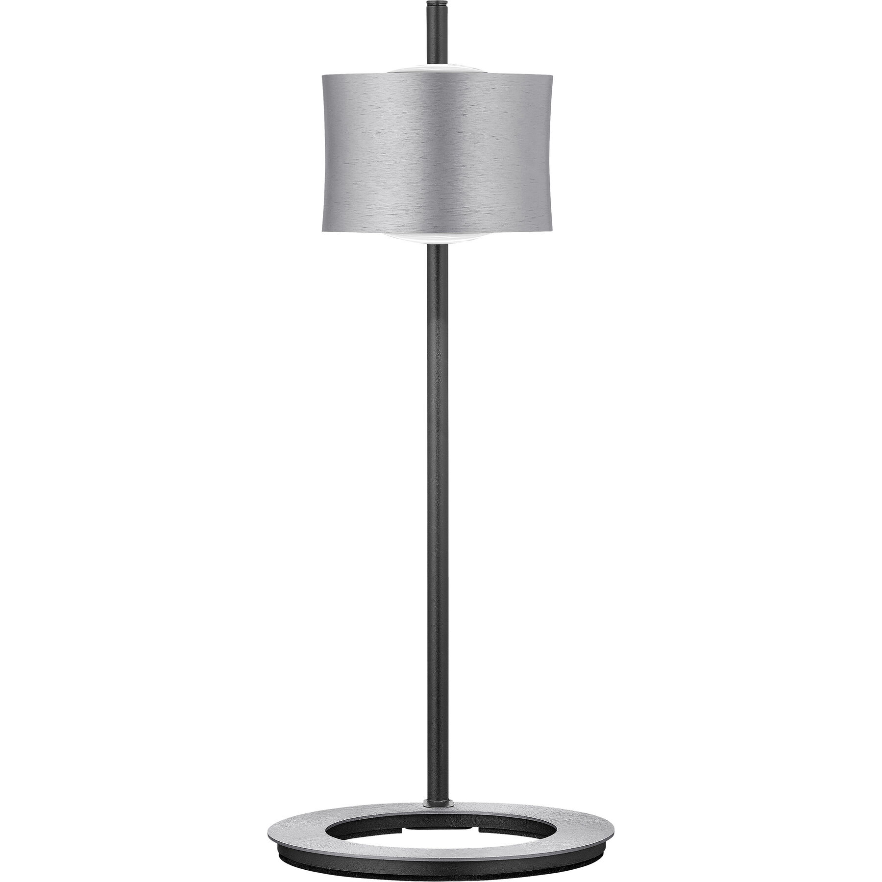 Designer-Tischlampe Bankamp Impulse Nickel matt dimmbar D 18 cm H 44 cm - Farbe: Silber - LED - Lichtfarbe: Extra warmweiss - Material:
