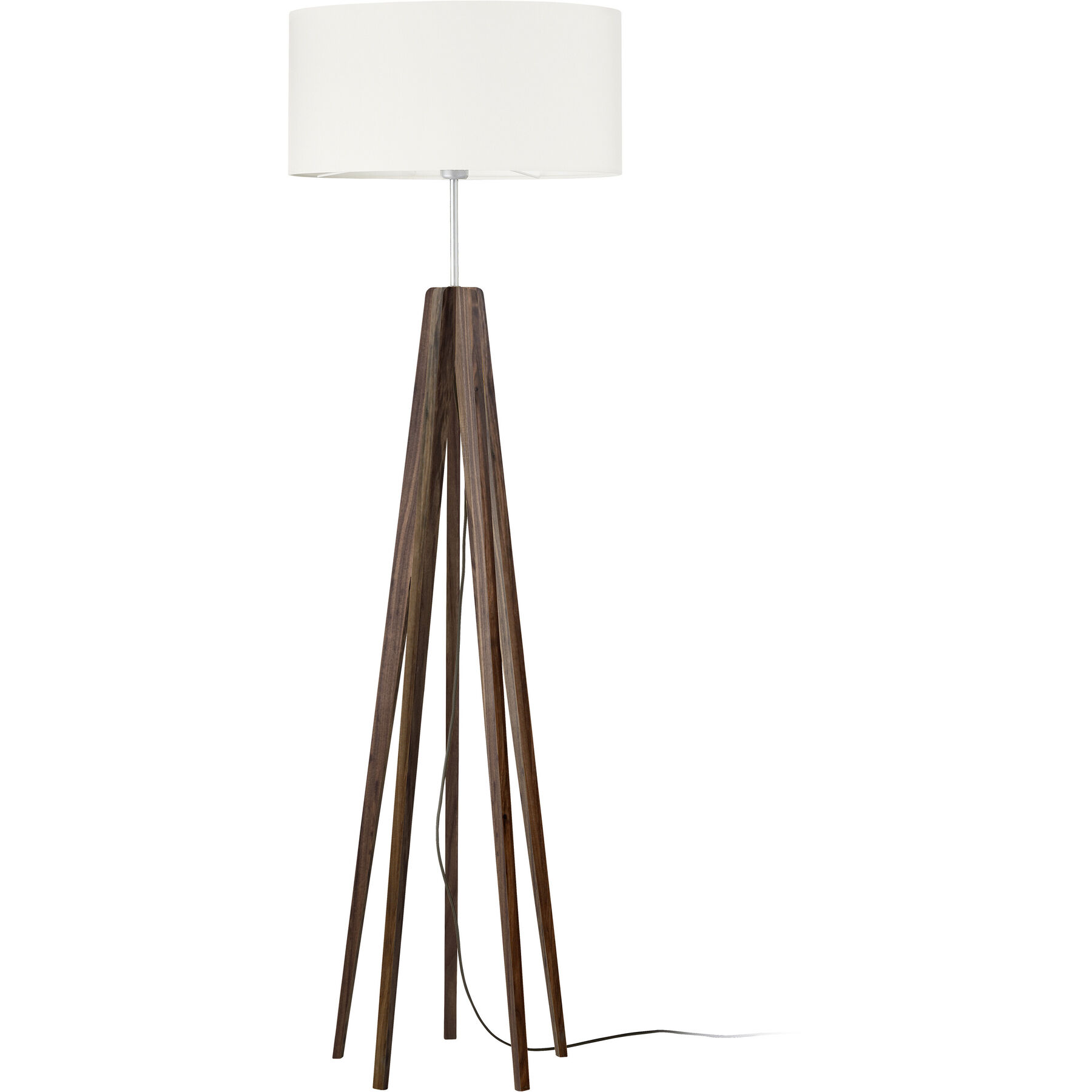HERZBLUT Stehlampe Aster braun, weiss Nickel/Holz H 160 cm